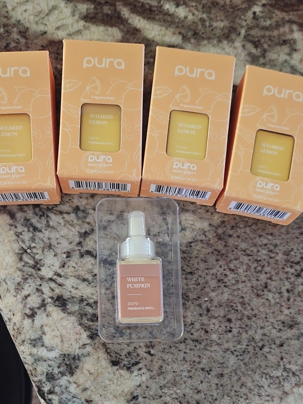 Sugared Lemon 4 Pack,white Pumpkin 1 Pack Refills For Pura